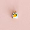 European-American Fresh Plant Series: Lemongrass & Strawberry Bow Pendant Necklace, Clavicle Chain Copper.