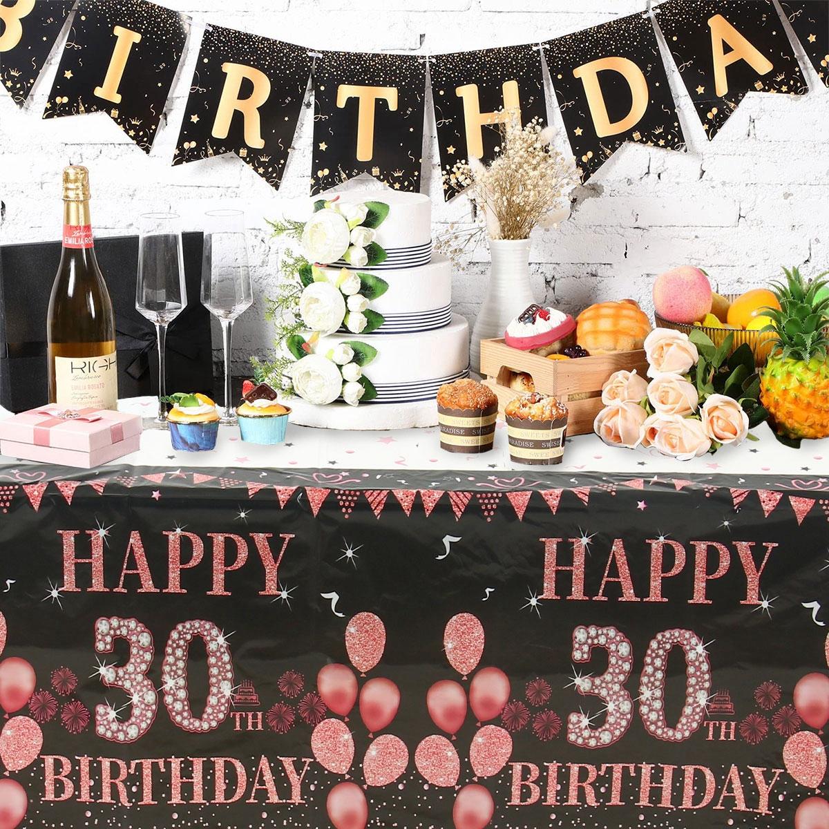 

30 Years Old Birthday Tablecloth for Women Men Birthday Party Decoration Disposable Plastic Table Cover Birthday Party Supplies