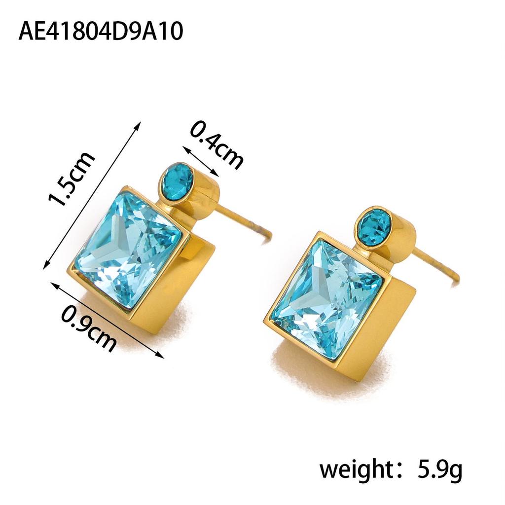 Elegant Square Perfume Bottle Necklace & Exquisite Earrings Set - Niche Design, Fashion-Forward, Unique Personality Jewelry