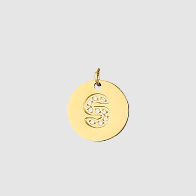 CARLIDANA Classique Minimaliste Alphabet 26 Breloques Lettres en Cristal Collier Pendentif Rond Lettre Acier Inoxydable Collier DIY