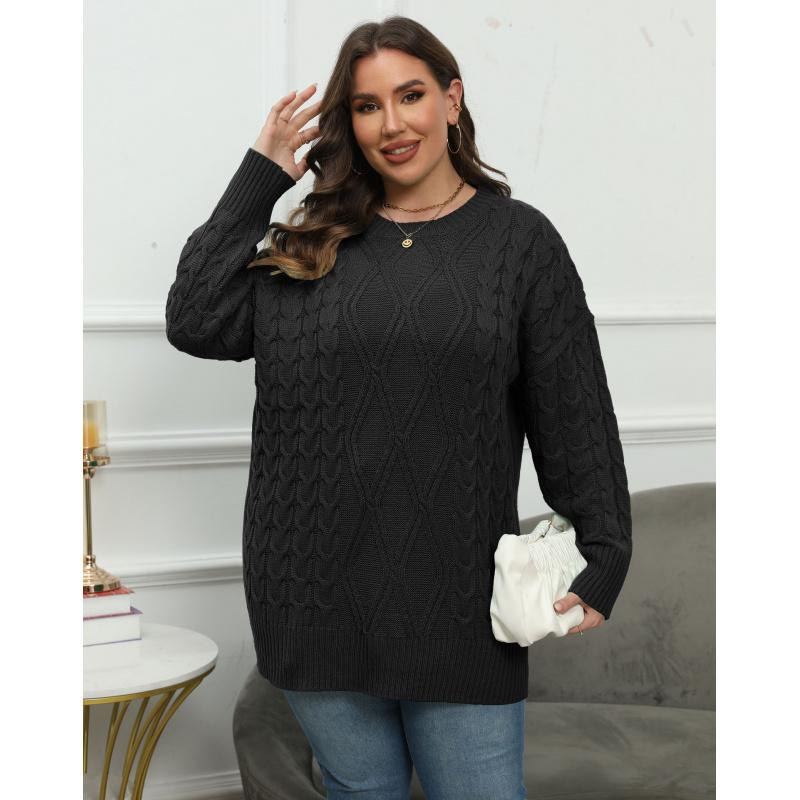 Women's Pullover Sweater Plus Size Women's Round Neck Knitted Sweater Autumn Winter New Base Shirt