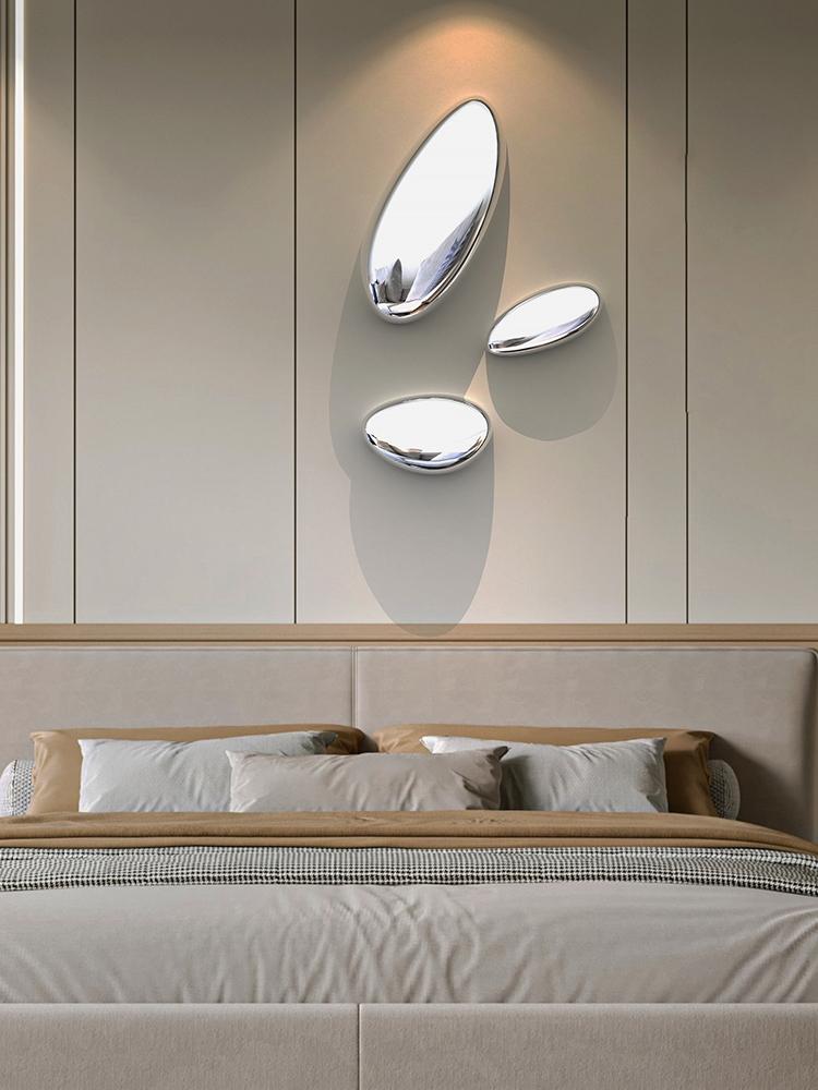 Creative Imitation Stainless Steel Goose Egg Stone Wall Decoration Modern Hotel Hanging Water Droplet Wall Decoration Artwork