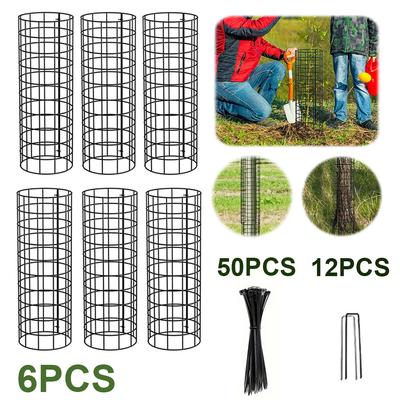 6pcs Tree Trunk Protector with Zip Ties & Garden Stakes Metal Plant Guard Protectors Preventing Tree Trunk From Deer Trimmers