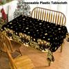 Black Gold New Year Disposable Tablecloth Happy New Year Party Decorations for Home 2026 Kitchen Dinning Plastic Table Cover