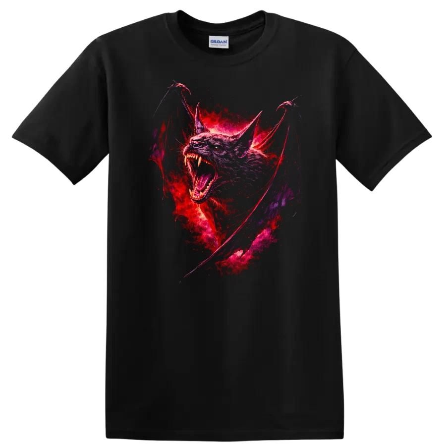 Vampire Bat Red Graphic T Shirt Horror Design for Spooky Season Tee