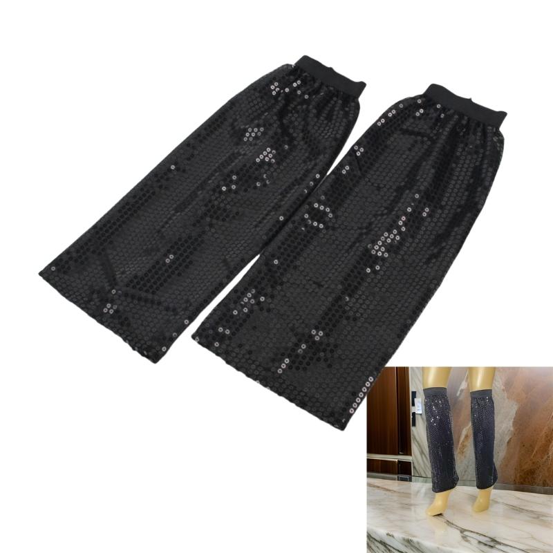 Women Sparkling Sequins Elastic Cuffs Leg Warmer Harajuku 80s Dance Parties Disco Outfit Socks Leg Sleeve Boot Covers