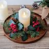 Christmas New Year Table Decoration Leaf Candlestick Wreath Party Home Table Decor Artificial Leave Candle Ring Garland