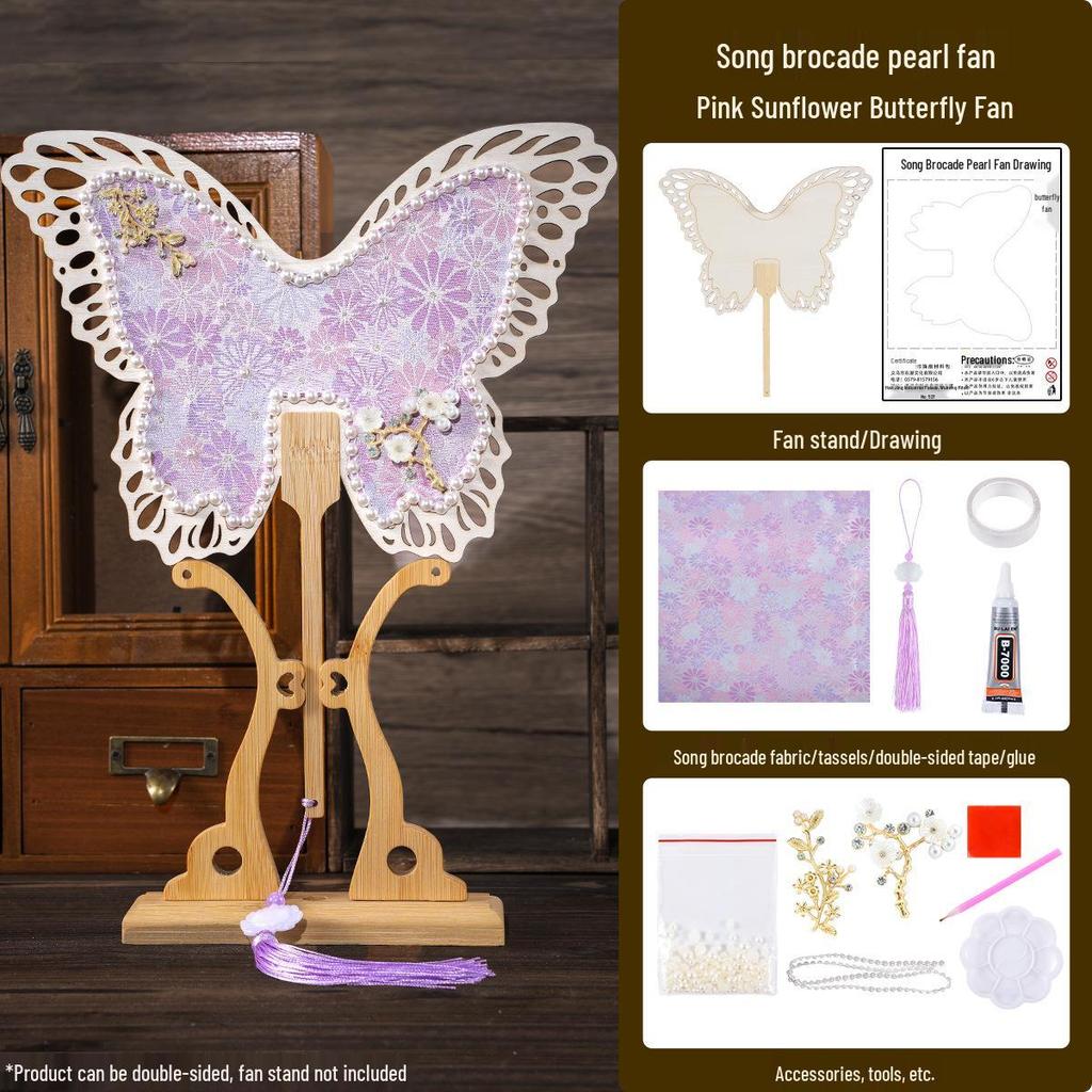 Handmade DIY Song Jin Pearl Fan Kit – Chinese Style Gift for Mother's Day, Team Building, and Salons