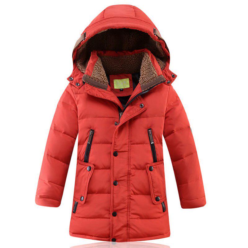 Children's Long Down Jacket Winter Parker Coat Plus Velvet Thick Jacket Warm Windproof Jacket