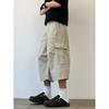 JOYZONE summer American retro tooling multi-pocket shorts pure cotton men's and women's loose wide-leg cropped pants trendy brand