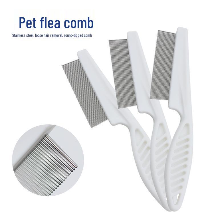 Plastic Fine-Toothed Pet Flea Comb with Steel Needles for Dogs and Cats