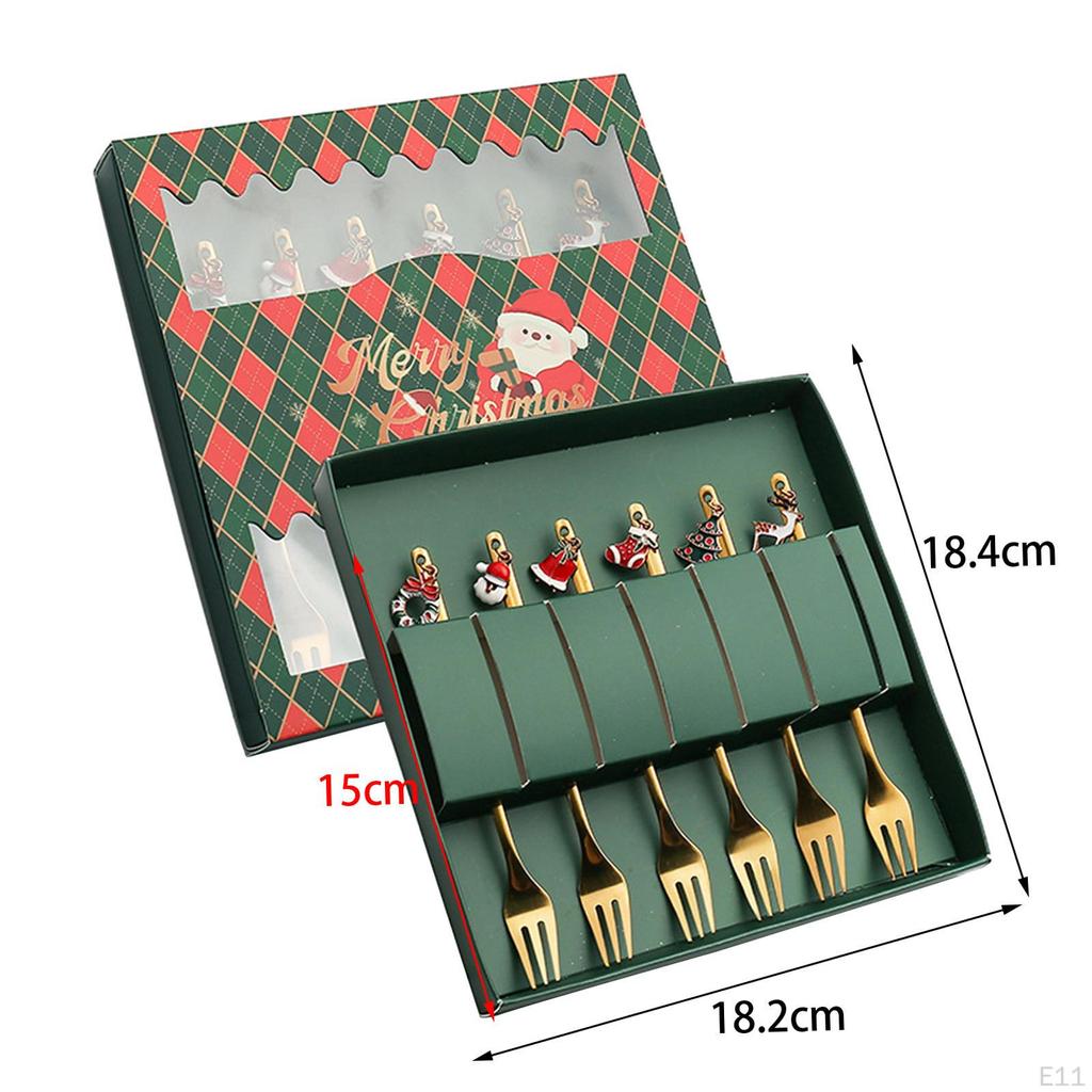 4Pcs Christmas Tableware with Gift Box Creative Stainless Steel Spoons Forks for Dinner