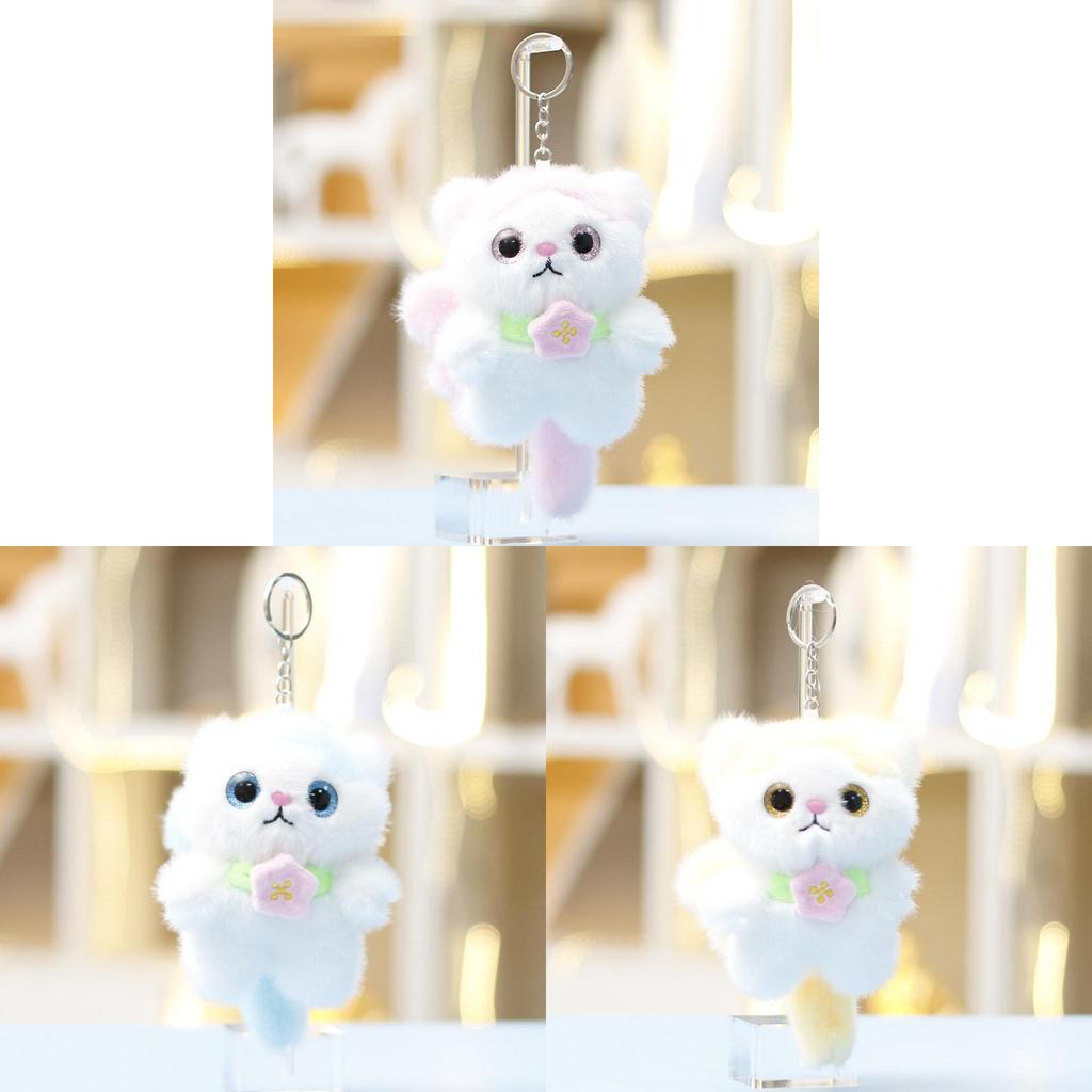 Stuffed Cat Figure Keyring With Polyester Fiber Filling For Girls Gift And Personal Accessory