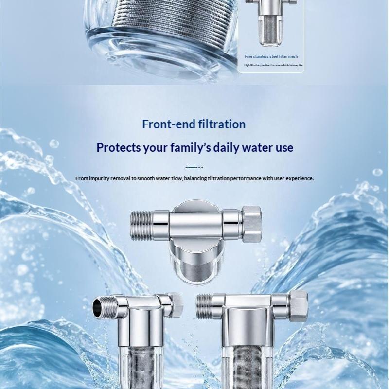 Stainless Steel Water Pre Filter With Transparent Visible Body Washable Reusable Filter Element For Kitchen Whole House Use