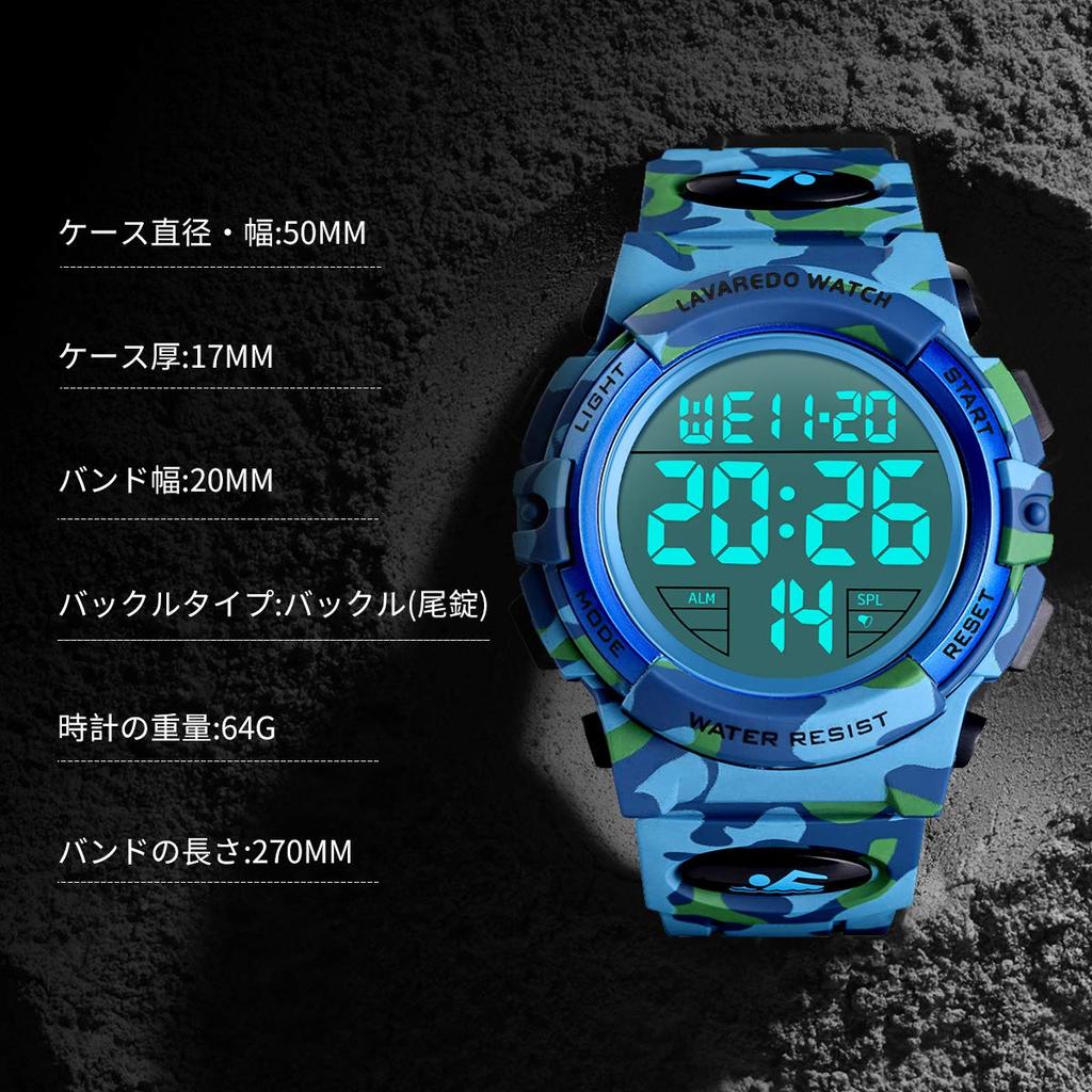 Digital Watch 50m Water Resistant Date Day Alarm LED Display Waterproof Watch Sports Watch Outdoor Digital Watch Men's Multi-Function