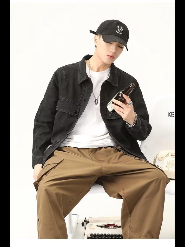 Men's Korean Style Denim Jacket - Trendy Spring/Autumn Casual Top for Teenagers and Students.