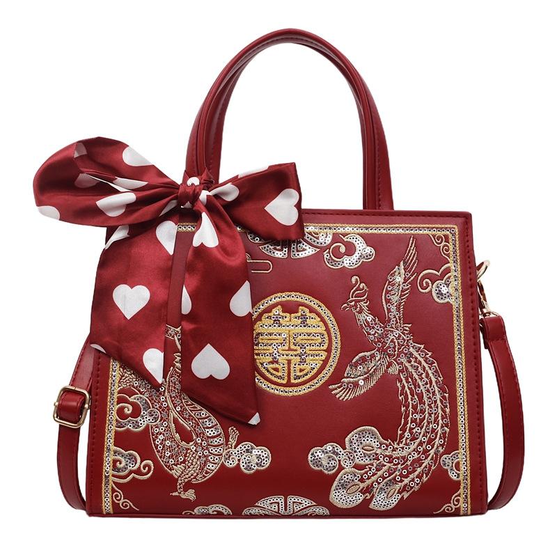 

Premium red bag women s new embroidered wedding bag large capacity fashion wedding bride bag