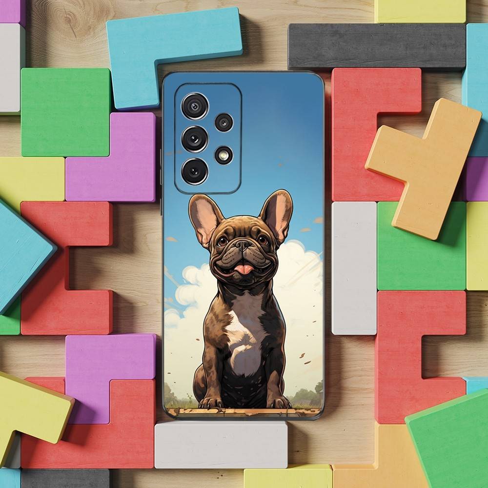 French Art Bulldog Dog Case For Samsung S22,S25,S20,S10,Plus,Ultra,S24,S23,FE,S21,S9,Lite,Soft Silicone Black