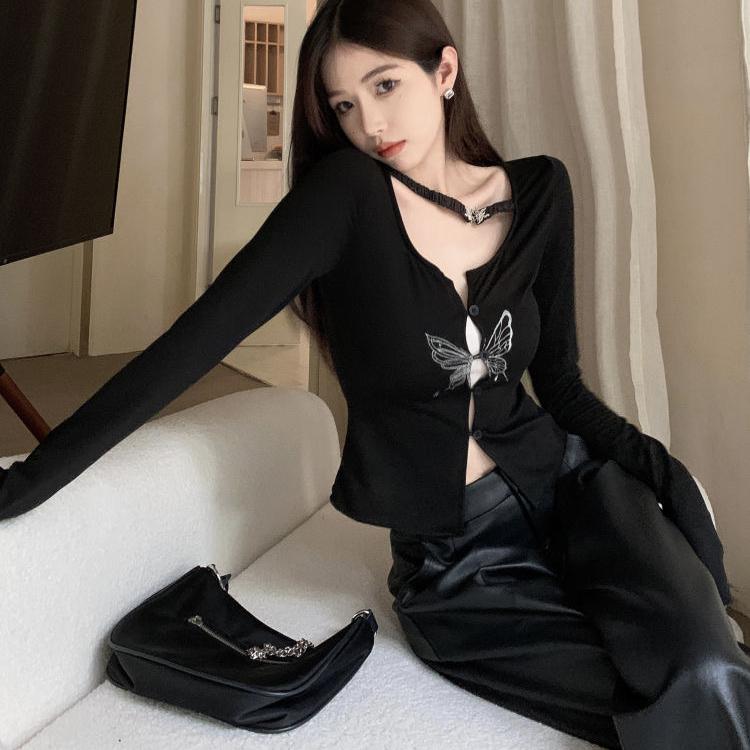 Готическая футболка с принтом бабочки Grunge Fairycore — фото 3