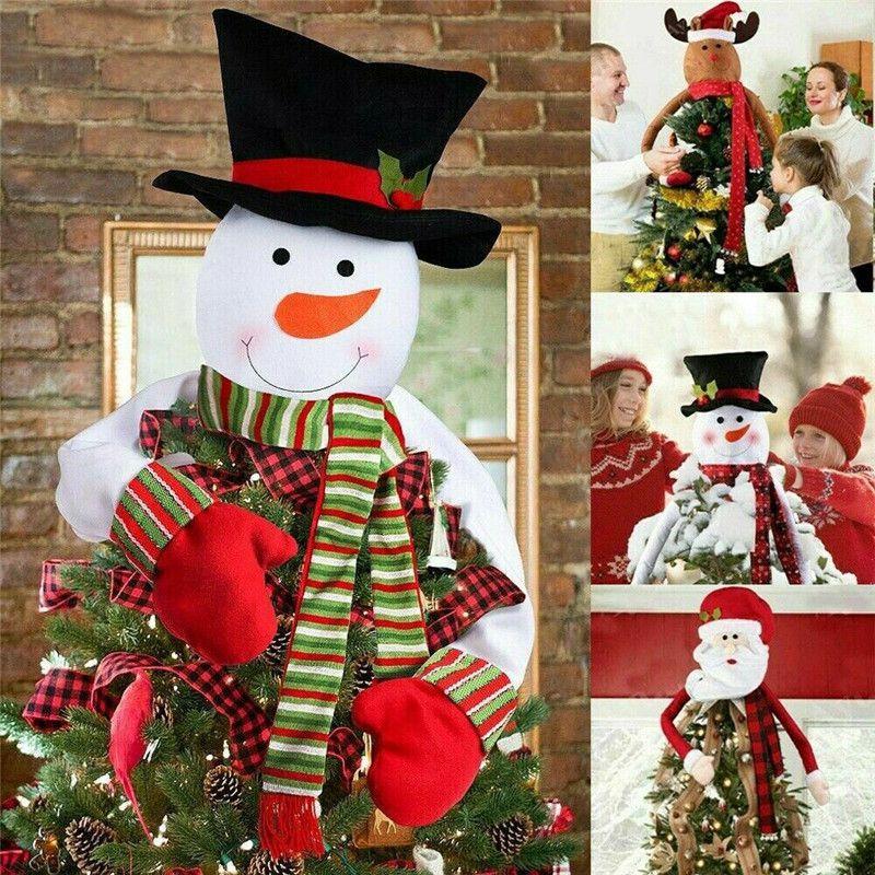 Top Christmas Tree Topper Cover Snowman Hat Xmas Tree Ornaments Home Decoration