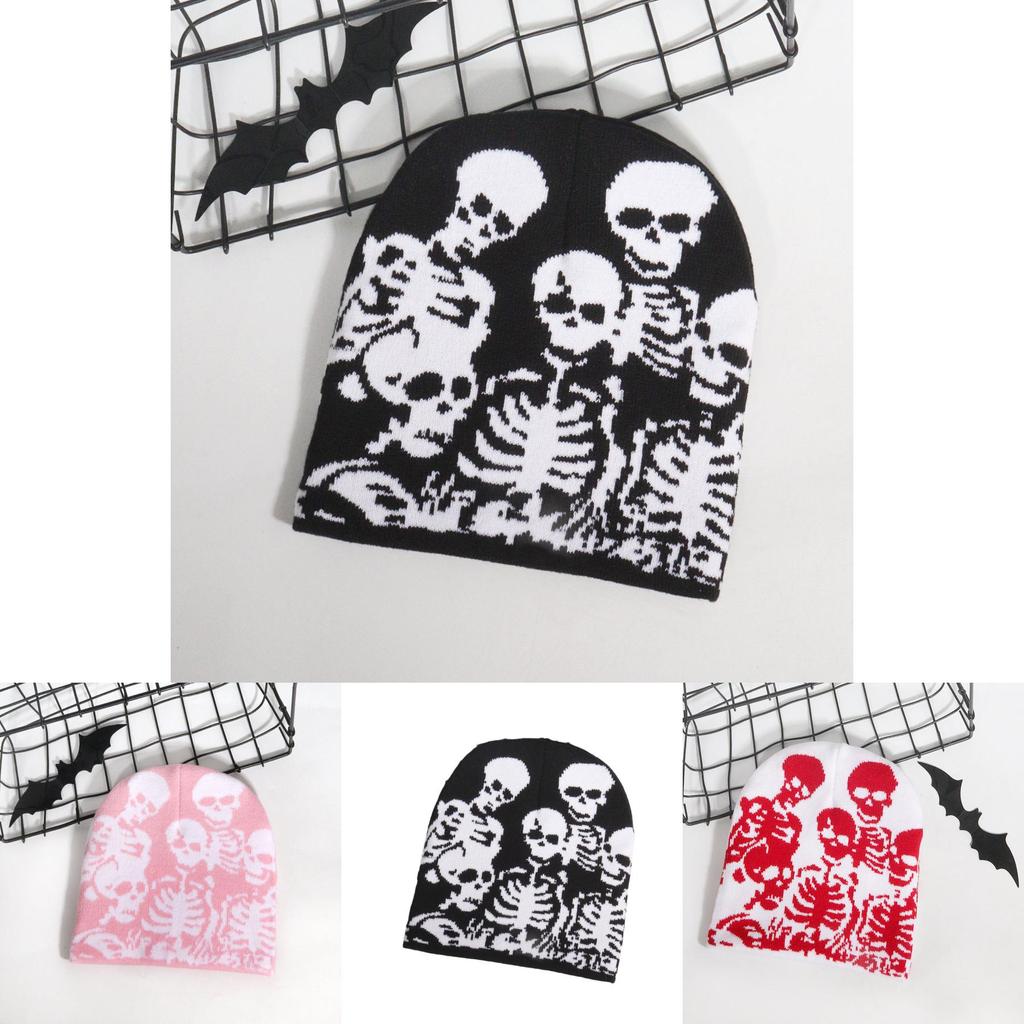 Fashionable Skull Design Knitted Cap With Warmth Function For Youth Urban Style