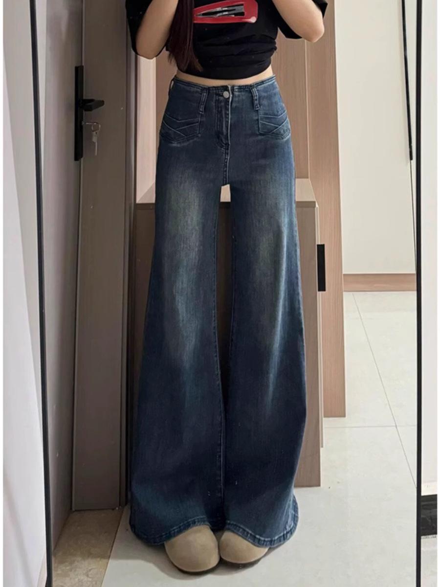 

Women s High-Waisted Wide-Leg Flare Jeans - Dark Blue, Autumn 2025 Collection XL