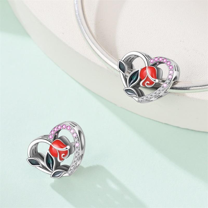 Copper Rose Pendant Charms Jewellery Fit Original Bracelet Necklace For Women Diy Gift