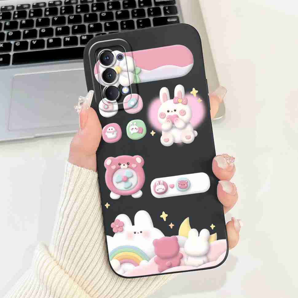 For Oppo Reno4 4G CPH2113 6.4" Case Cute Butterfly Rabbit Soft Silicone Back Cover For RENO 4 Reno4 4G Protective Cases Fundas