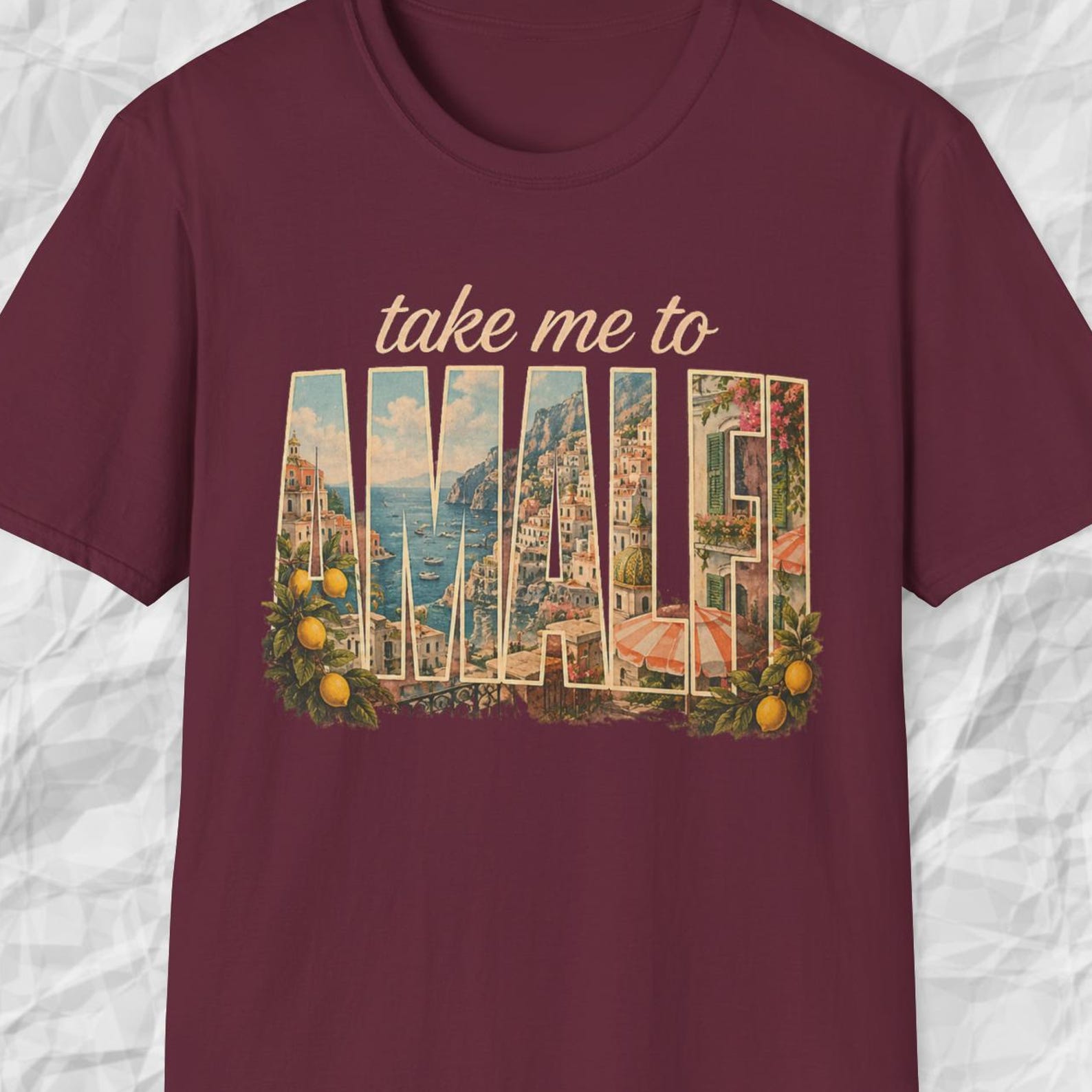 Take Me To Amalfi Shirt,Amalfi Coast Italy Tee,Italian Summer Vacation Shirt,Coastal Lemon Travel Tee,Amalfi Travel Shirt,Italy Vacation Tee 2XL