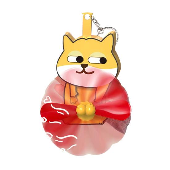 Prank Cat Fan Keychain Pendant Playful Animal Doll Propeller Keychain Bag Backpack Belt Loop Keyring