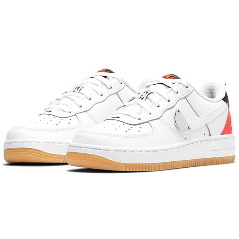 Nike Air Force 1 LV8 NBA White Crimson Gum GS Sneakers CT3842-101