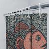 Vibrant Fish Shower Curtain Modern Bathroom Decor With Waves Pattern Perfect For Bathrooms Vanities Black Orange Red Fabric Prin