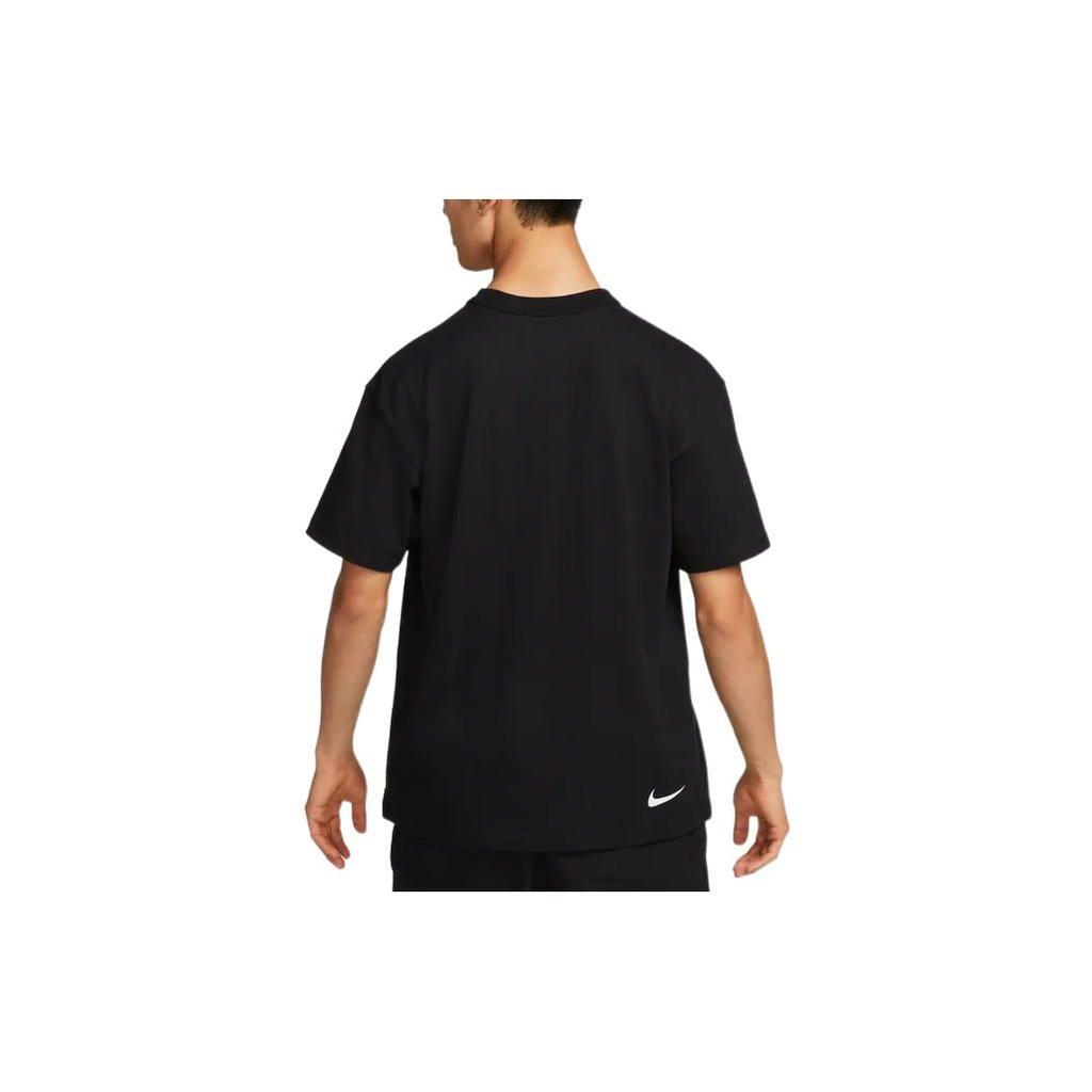 Nike Camiseta de Manga Corta con Cuello Redondo y Estampado de Logotipo de Letra Vintage Americano para Hombre Tops Negro DX6309-010