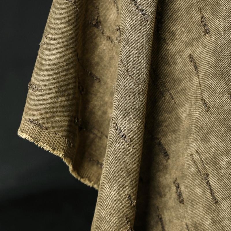 50x145cm Distressed Linen Cotton Fabric Heavy Washed Subtle Textured Material for Trench Coat Dress Clothing Designer Fabric