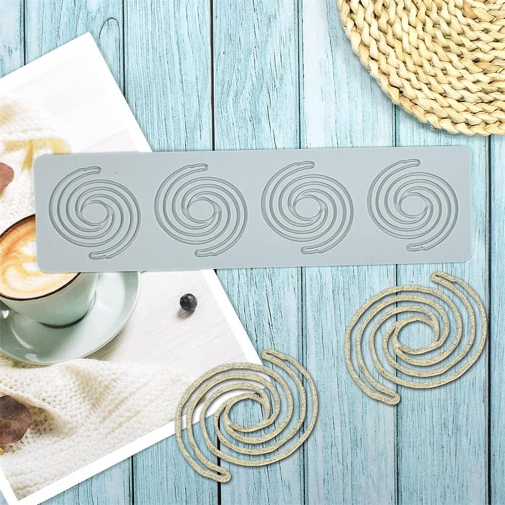 Geometric Pattern Mold, 3D Hollow Spiral Mold Silicone Fondant Candle Mold for Cake Cupcake Food Decorations (F_12x3.28x0.08inch)