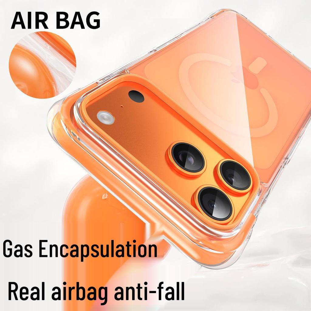 iPhone 17 Pro Max Color-Block Airbag Transparent Magnetic Case - New Anti-Fall Protective Cover