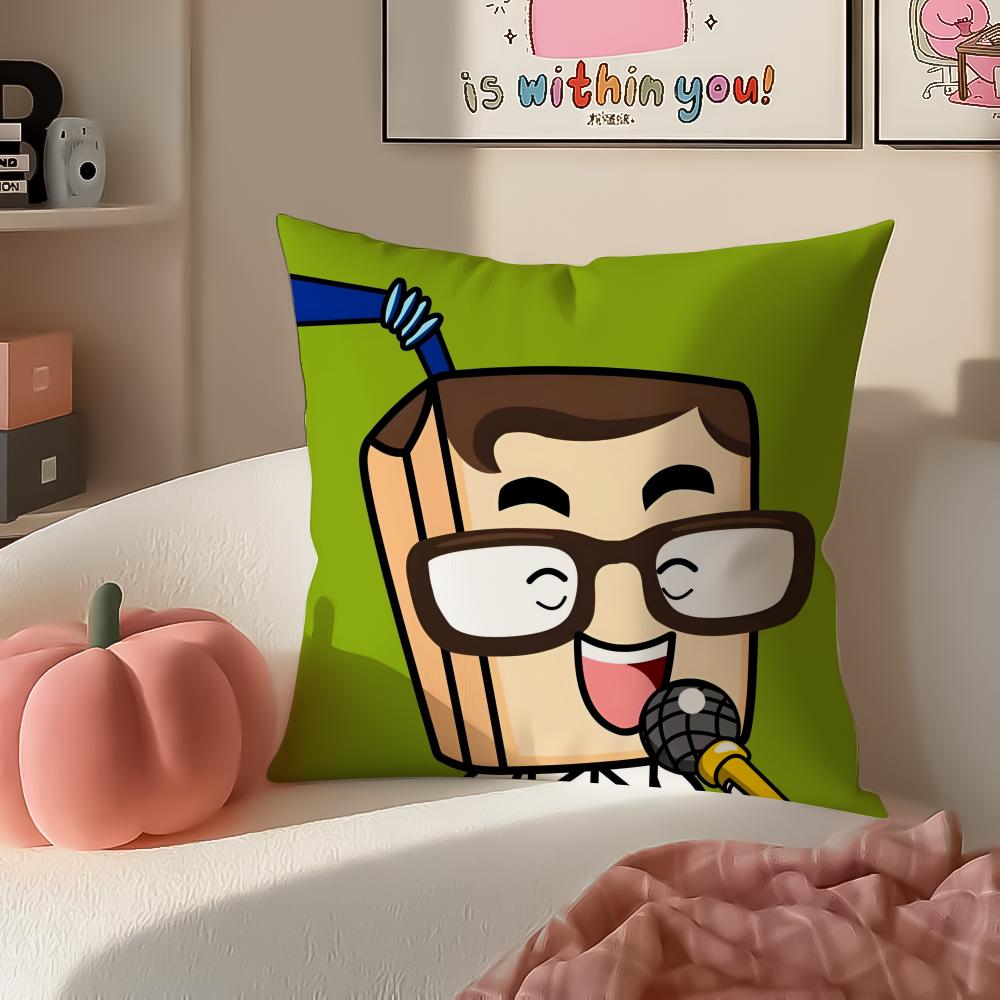 Funny Cartoon HHAPPY FATHER HAPPY SON Cushion Cover Pillowcase Short Plush Invisible Zipper Room Sofa Cushion Cover