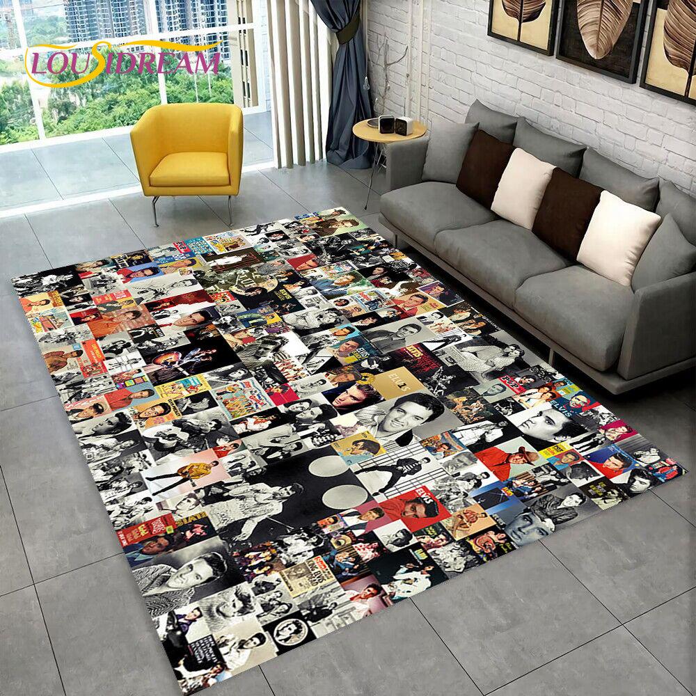 The King Elvis Presley Retro-Teppich, Teppich für Wohnzimmer, Schlafzimmer, Sofa, Fußmatte, Dekoration, Kinder spielen, rutschfeste Bodenmatte, 3D