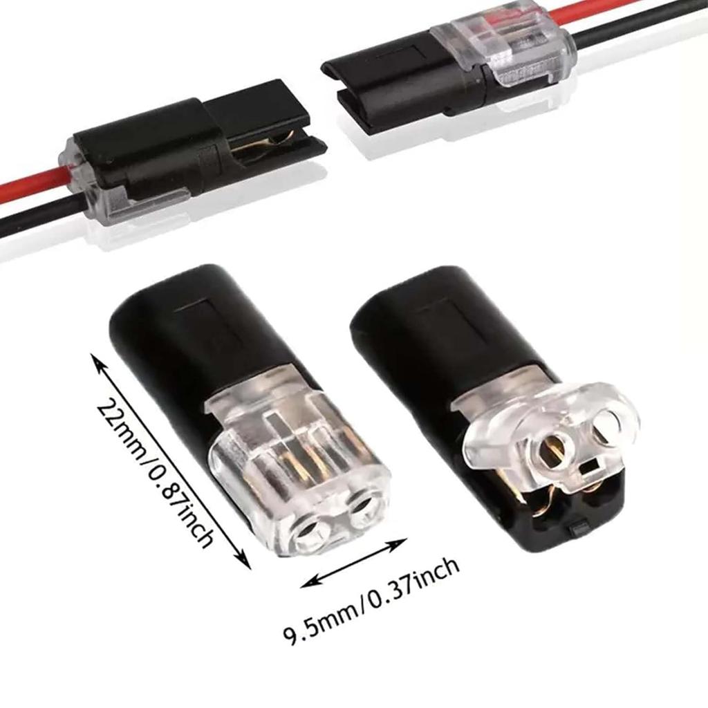 50Pcs Quick Connect Electrical Wire Connectors, Double Wire Plug-in Connector with Locking Buckle for LED Strip Lights Terminals