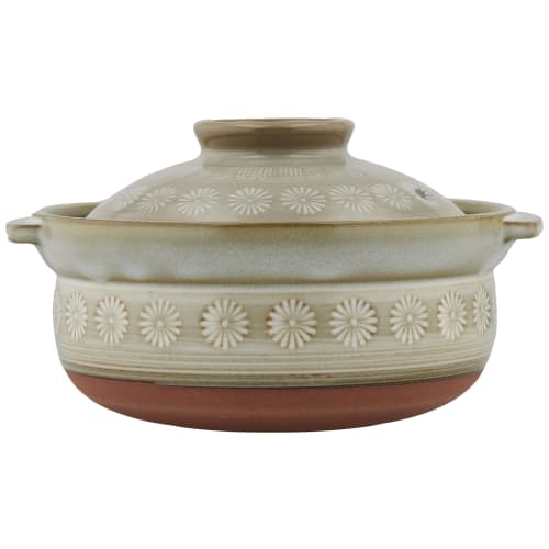 Banko Ware Ginpo Hana Mishima Extra Deep Pot, No. 6, Serves 1-2, Approx. 19cm Diameter x 15cm Height, Heat and Microwave Safe, Made in Japan, Product
