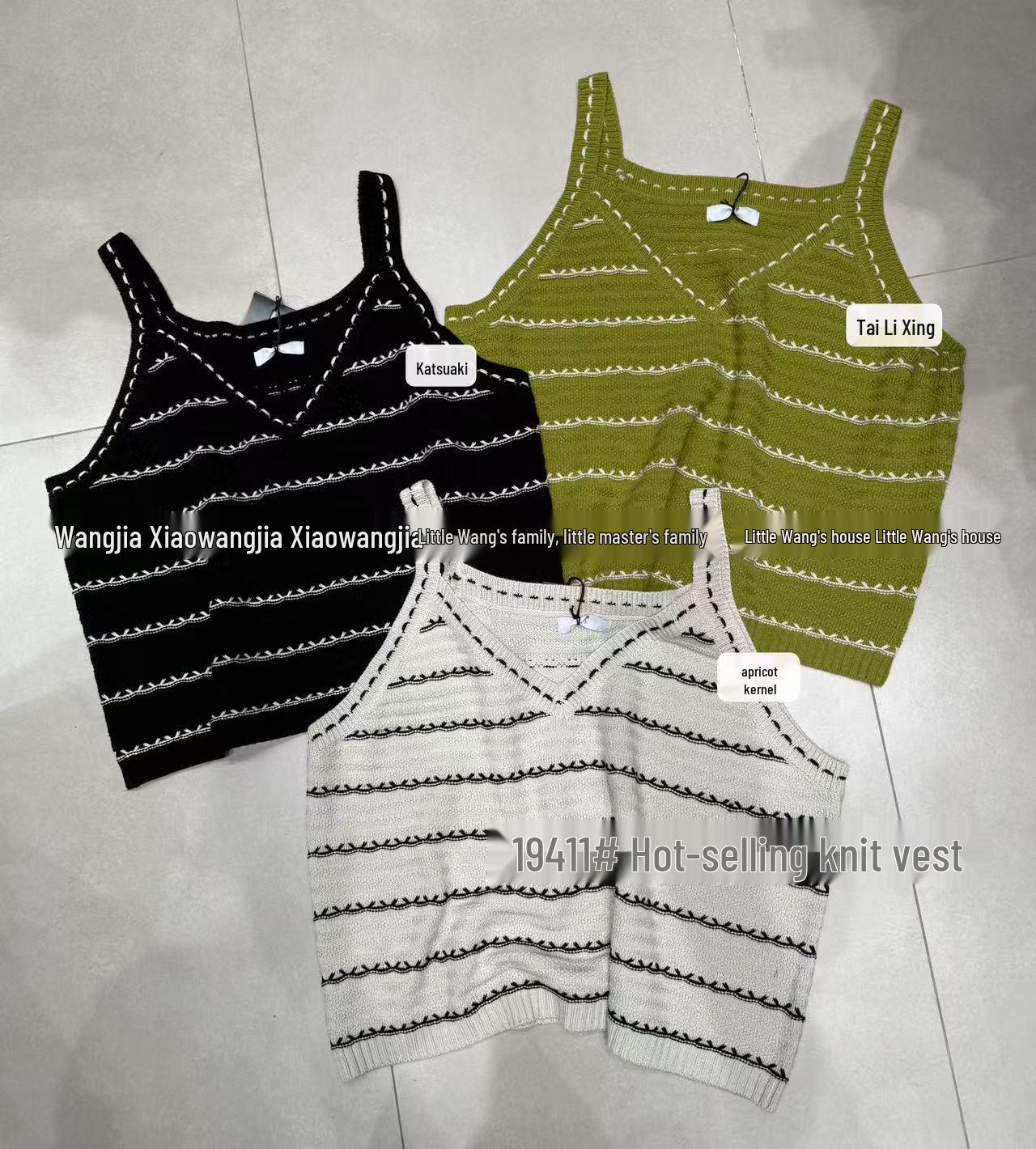 

Весенний вязаный жилет оверсайз в корейском стиле от Сяо Ван Green - Moss Green Apricot