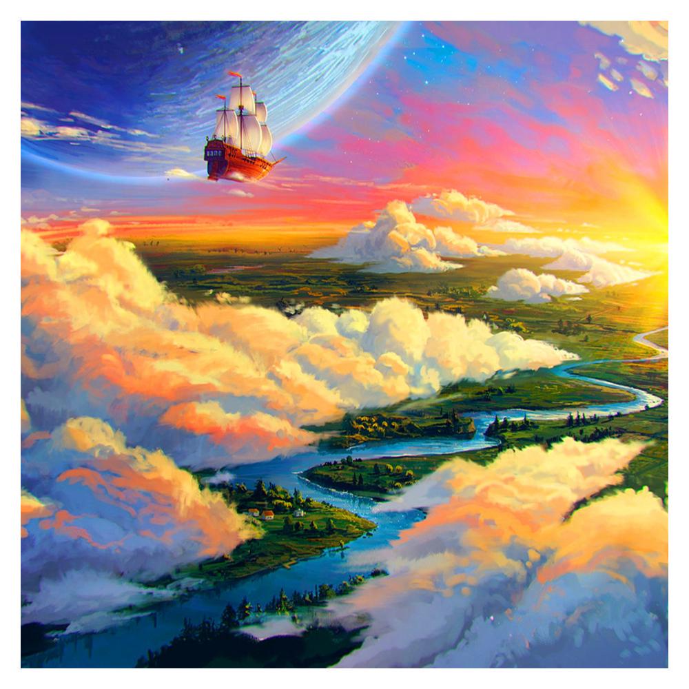 

ЗООЯ DIY 3D Алмазная картина Парусник Пейзаж Вышивка Крестом Ремесло Стежок Домашний декор