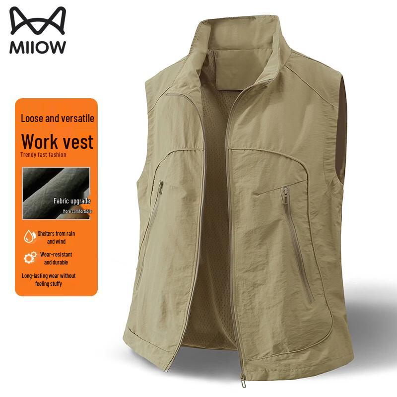 MiiOW Men s Casual Stand-Collar Workwear Vest 5XL