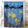 Luxury Blue Fish Print Shower Curtain Artistic Bathroom Decorations for Home Decoration Size72x84 inches (W x H)
