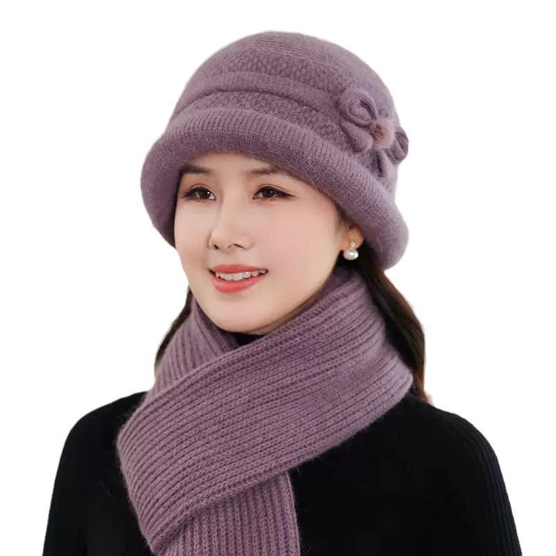Granny hat in winter the elderly warm rabbit fur hat female winter old lady mother-in-law hat fleece basin hat