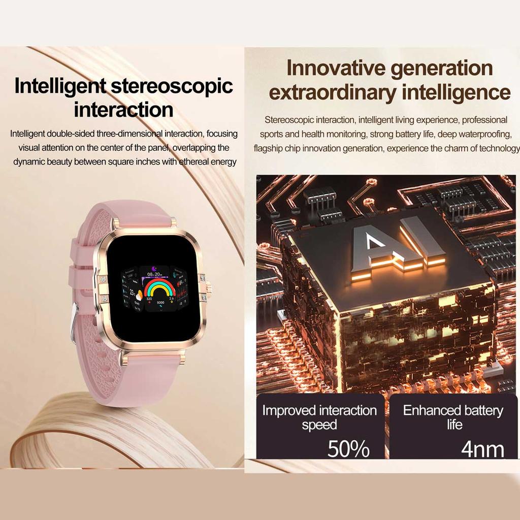 Rose Golden Smart Watch Ultra Thin Luxury Smartwatch Bluetooth Call Custom Dial Health Monitor Fitness Wristwatch for Ladies