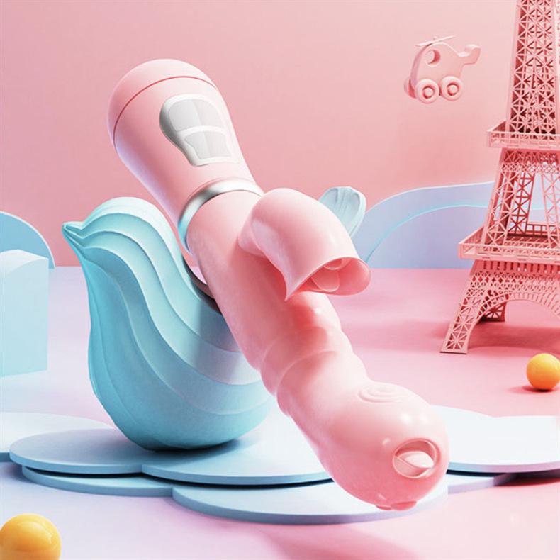 Rabbit Vibrator with Sucking and Tongue-Licking Features