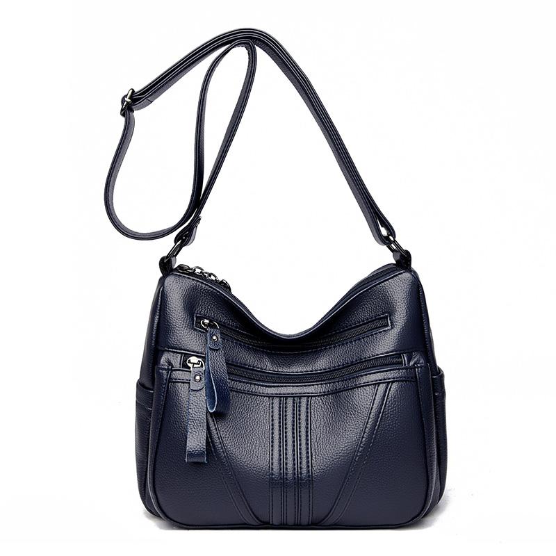 Кожаная сумка Женская сумка среднего возраста Сумка через плечо для матери чёрный — фото 6