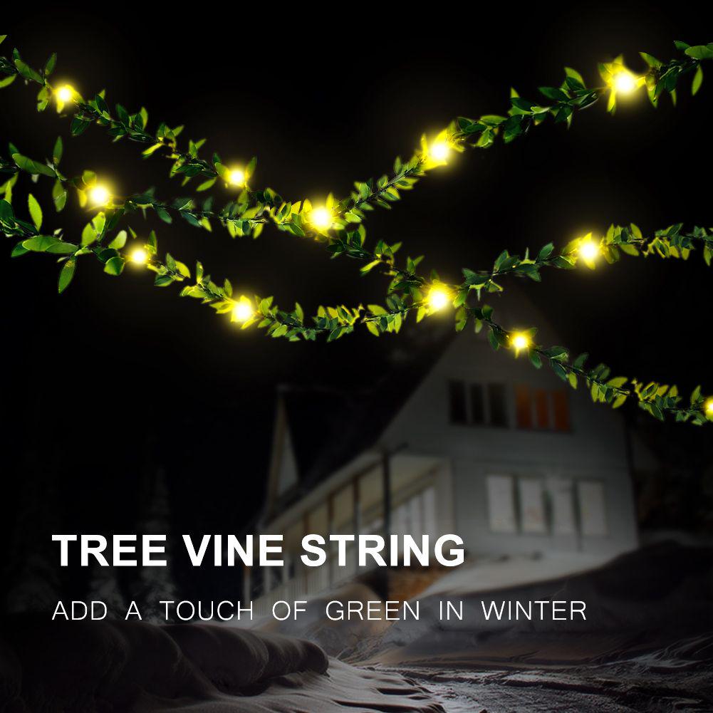 Buy Copper Wire Lamp LED Light String Simulation Green Leaf Tree Vine ...