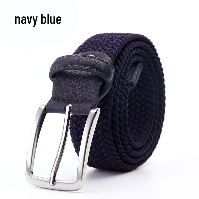 Stylish Men's and Women's Elastic Woven Belt with Pin Buckle